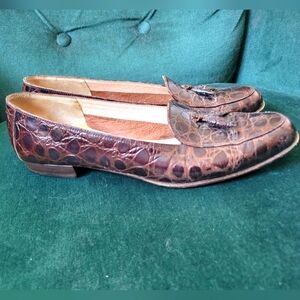 Salvatore Ferragamo Brown Crocodile Pattern Loafers